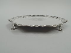 English Georgian Sterling Silver Salver Tray by Abercromby, 1741