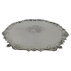 English Georgian Sterling Silver Salver Tray by Abercromby