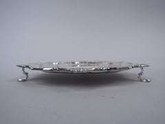 English Georgian Sterling Silver Shell & Scroll Salver, 1934