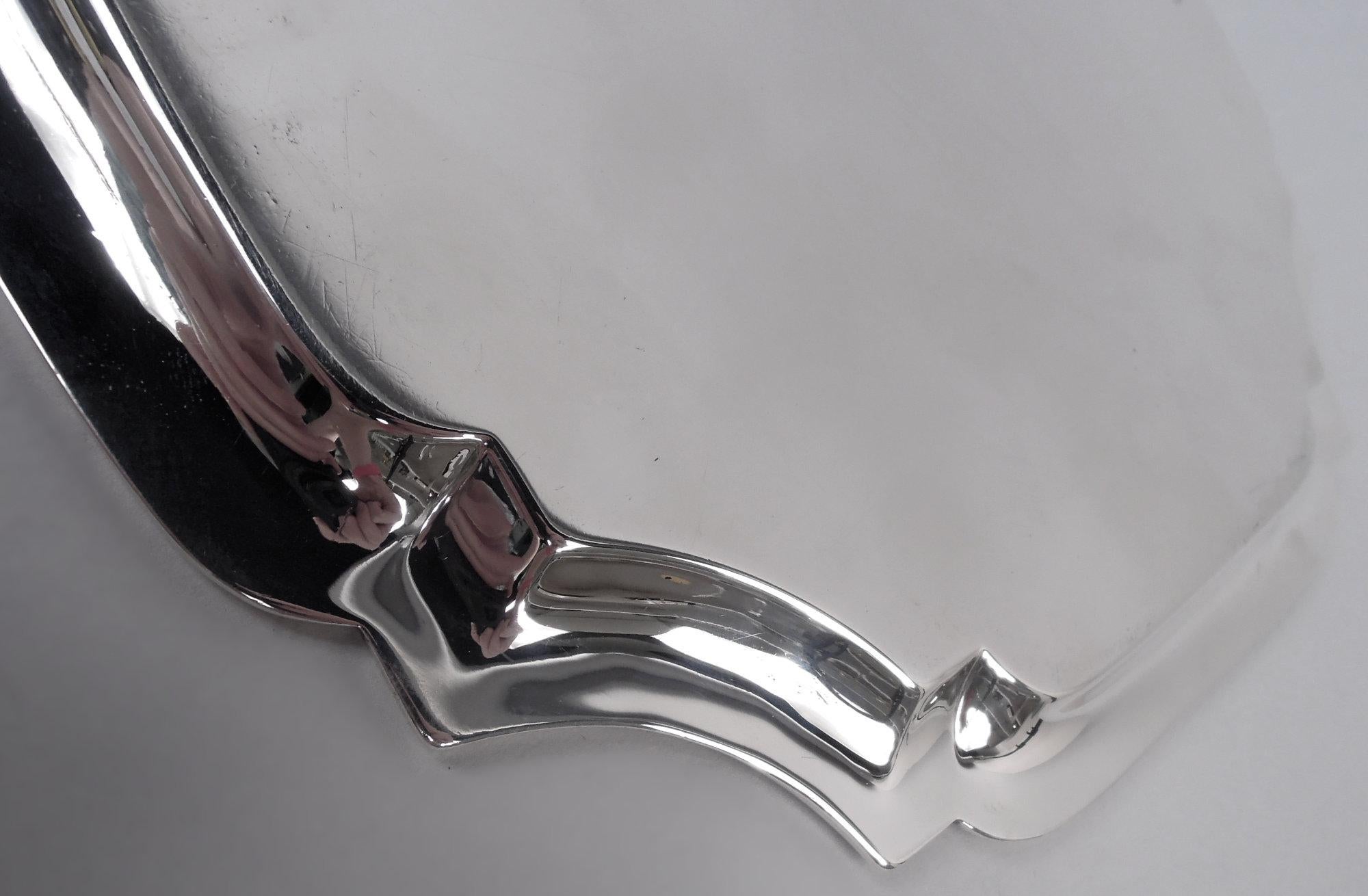 Georgien Plateau carré à cartouche en argent sterling de style géorgien anglais, 1933 en vente