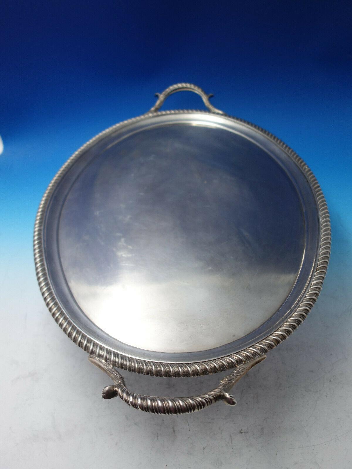 20th Century English Georgian Sterling Silver Tea Tray with Handles London, 1814 '#6331' For Sale