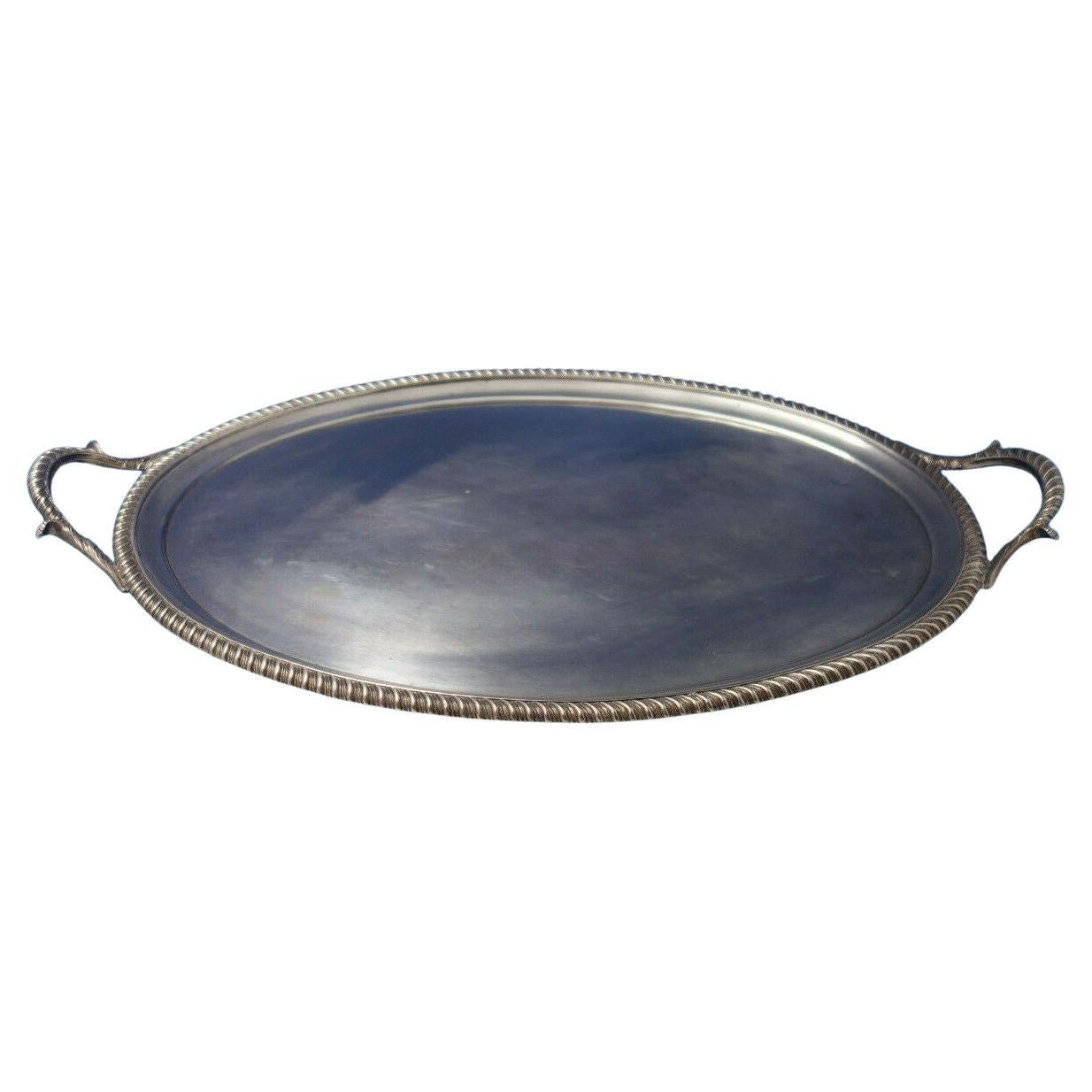 English Georgian Sterling Silver Tea Tray with Handles London, 1814 '#6331' For Sale
