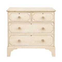 English Georgian Style 1870s Painted Commode with Four Drawers and Bracket Feet