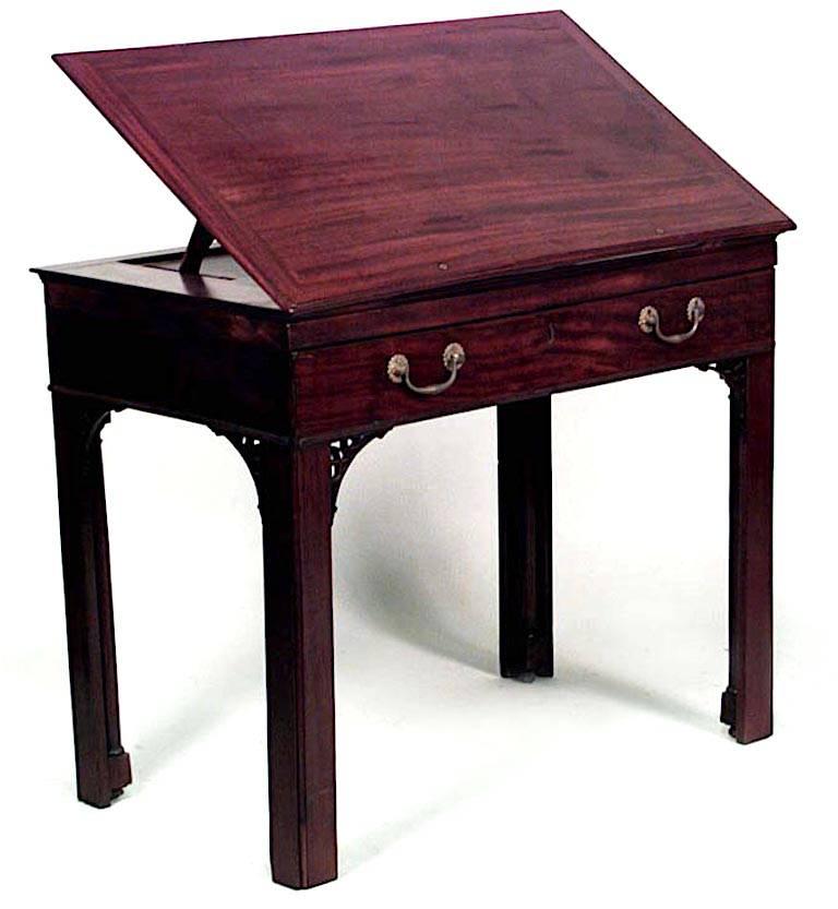 English Georgian style (19th Century) mahogany architects desk.
