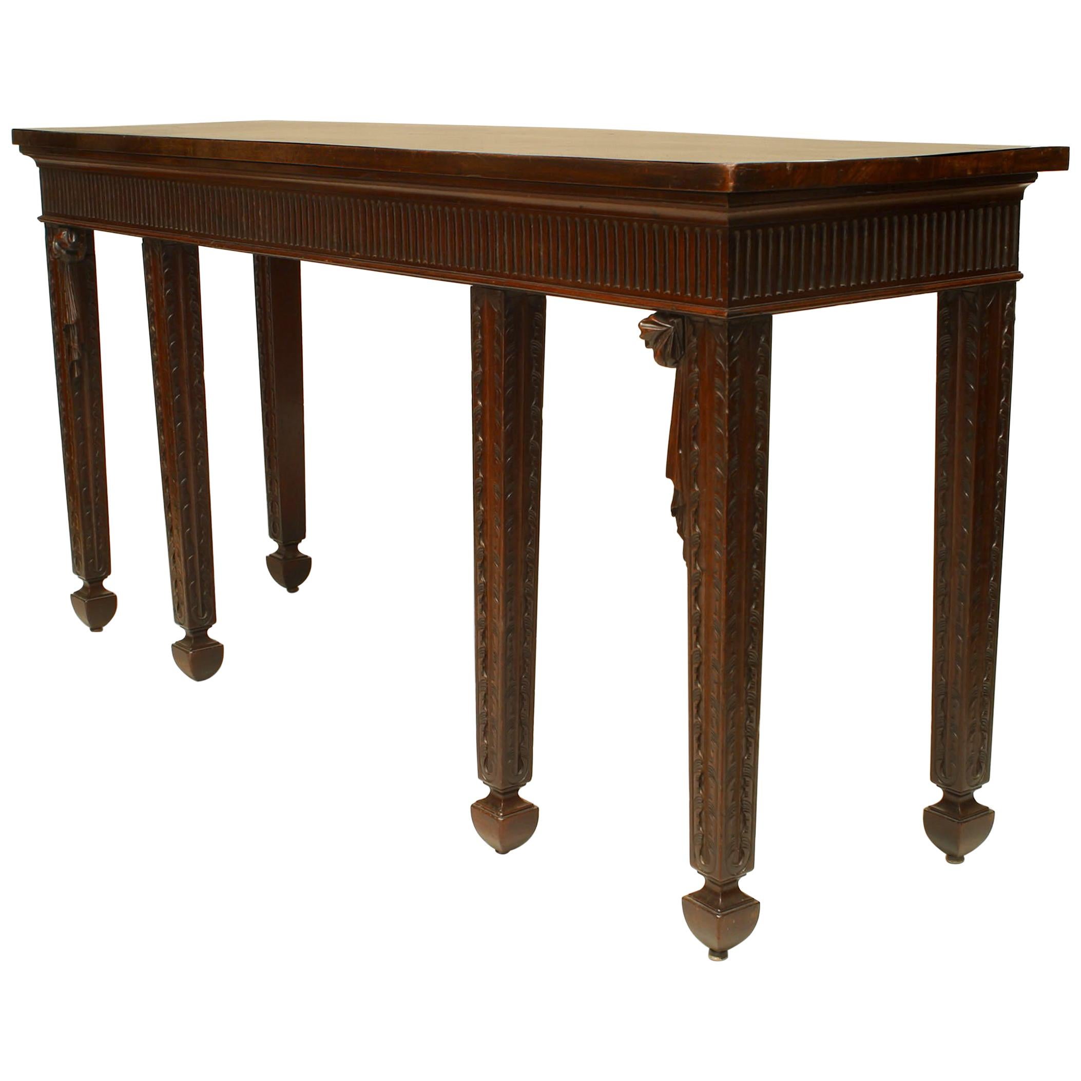 English Georgian Style '19th Century' Mahogany Six-Legged Console Table For Sale