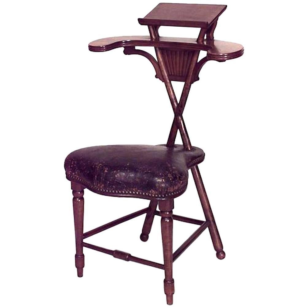 Chaise de lecture anglaise de style géorgien du XIXe siècle en noyer de Thomas Jefferson en vente