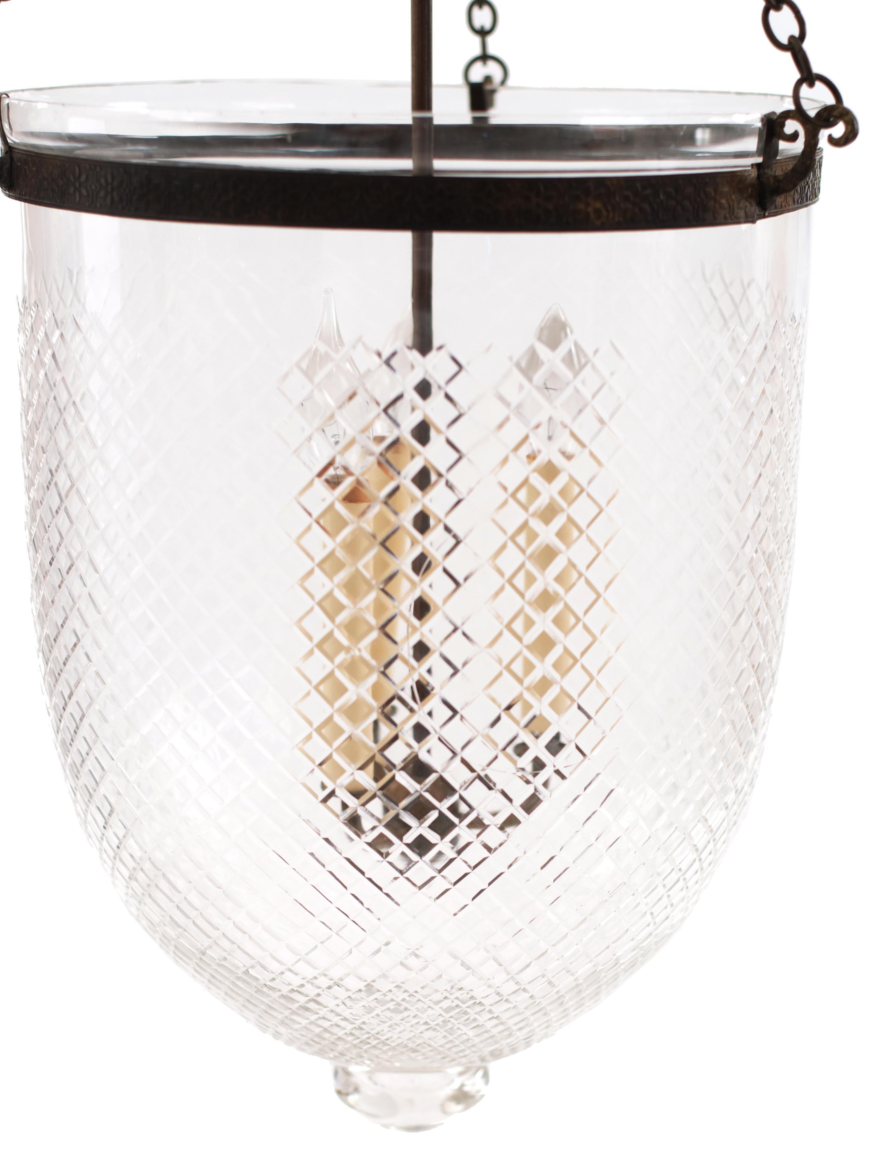 Englischer Glockenglas-Kronleuchter im georgianischen Stil im Zustand „Gut“ im Angebot in New York, NY