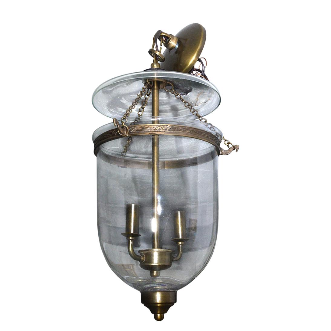 English Georgian Style Bell Jar Hanging Hall Lantern