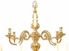 2 English Georgian Style Brass Scroll Arm Chandeliers