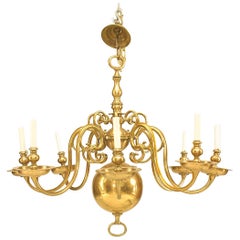 Used English Georgian Style Brass Chandelier