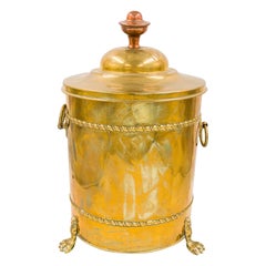English Georgian style Brass Round Bucket With Lid