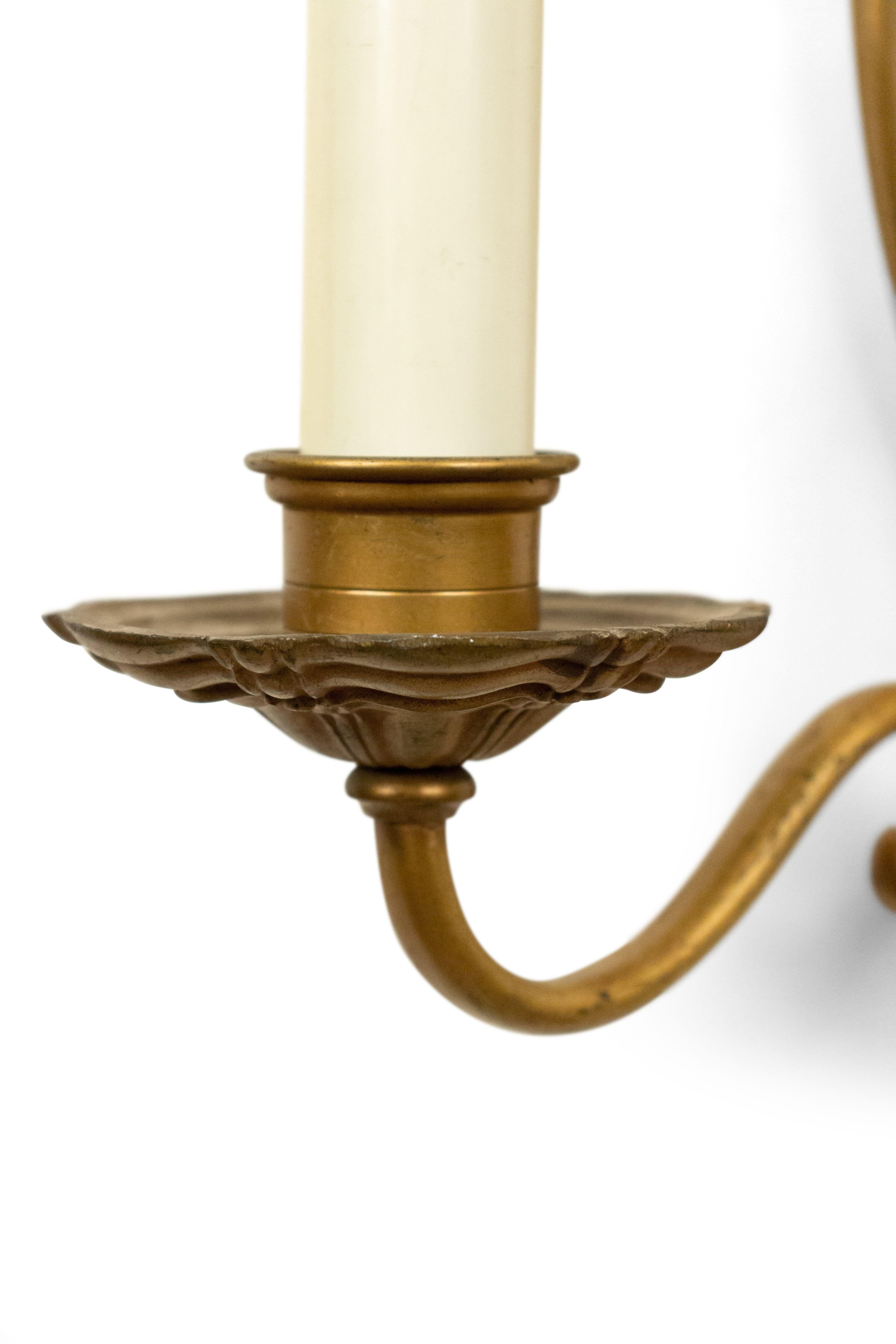 20th Century English Georgian Style Brass Vasiform Wall Sconces For Sale