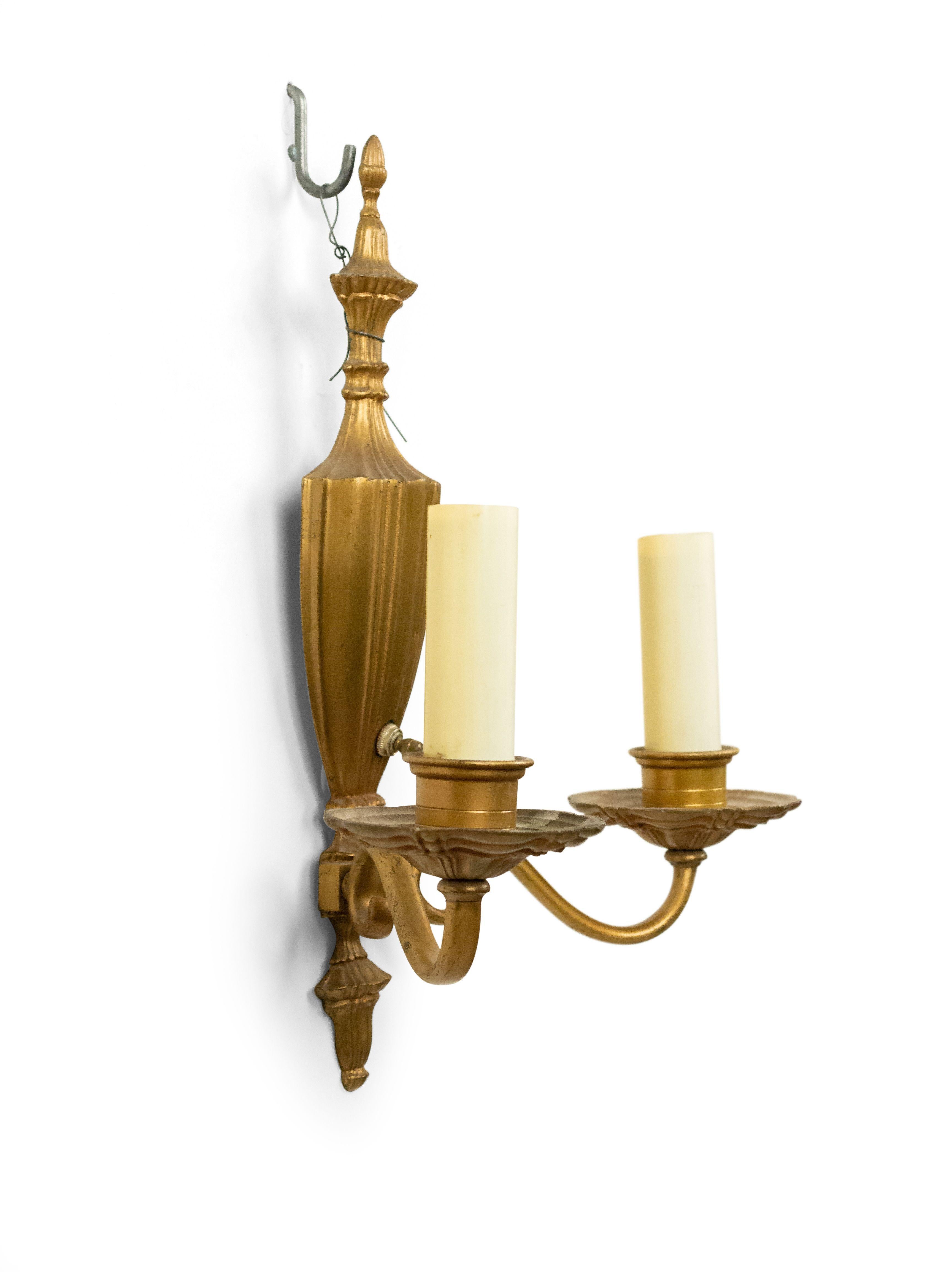 English Georgian Style Brass Wall Sconces For Sale 1