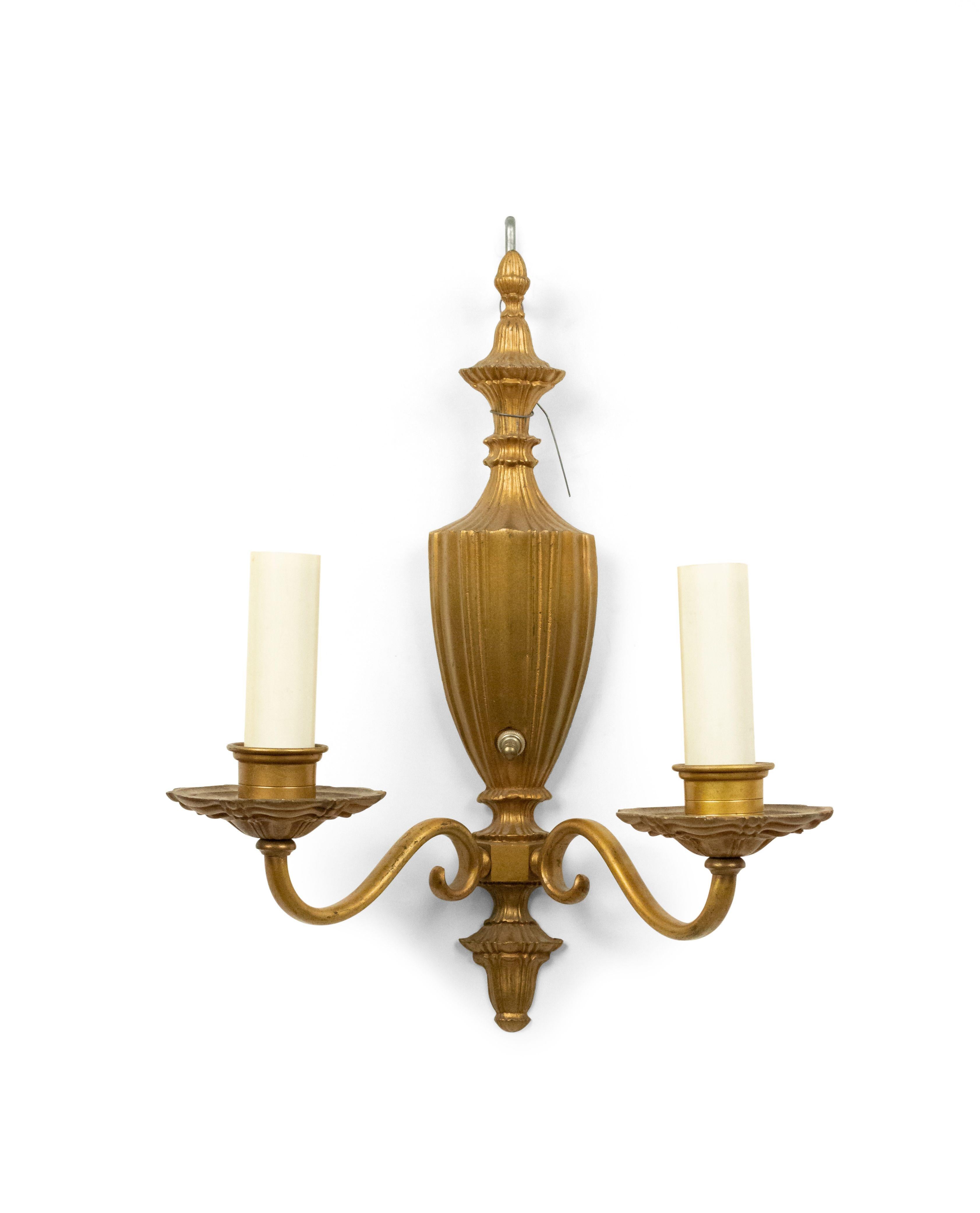 English Georgian Style Brass Wall Sconces For Sale 2