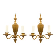 English Georgian Style Brass Wall Sconces