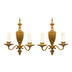 English Georgian Style Brass Wall Sconces