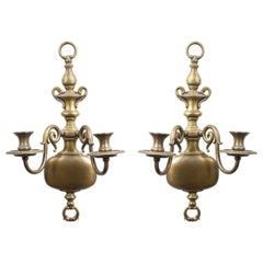 English Georgian Style Brass Wall Sconces