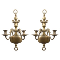 English Georgian Style Brass Wall Sconces