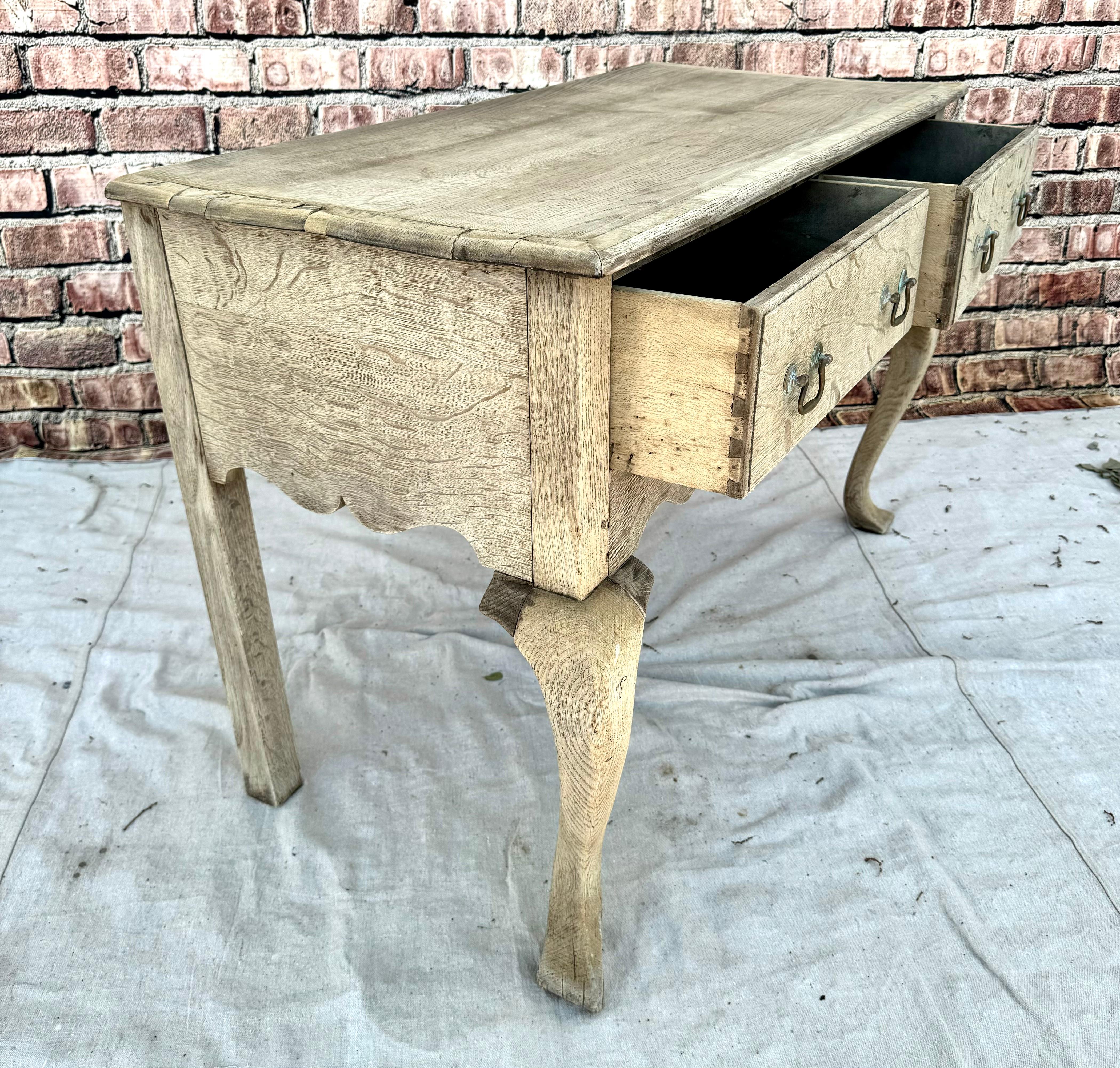 English Georgian Style Carved and Bleached Oak Lowboy 6