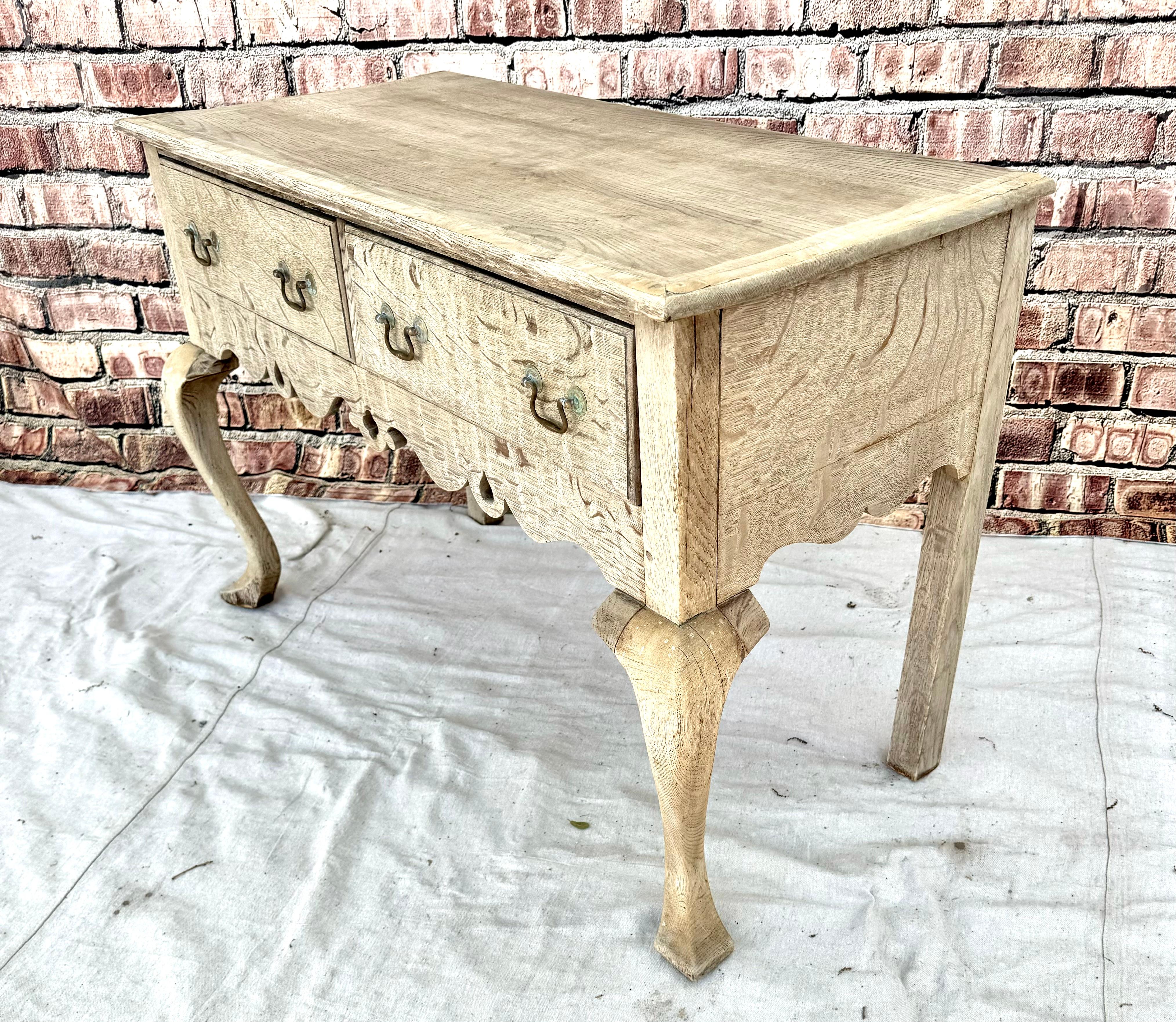 English Georgian Style Carved and Bleached Oak Lowboy 7