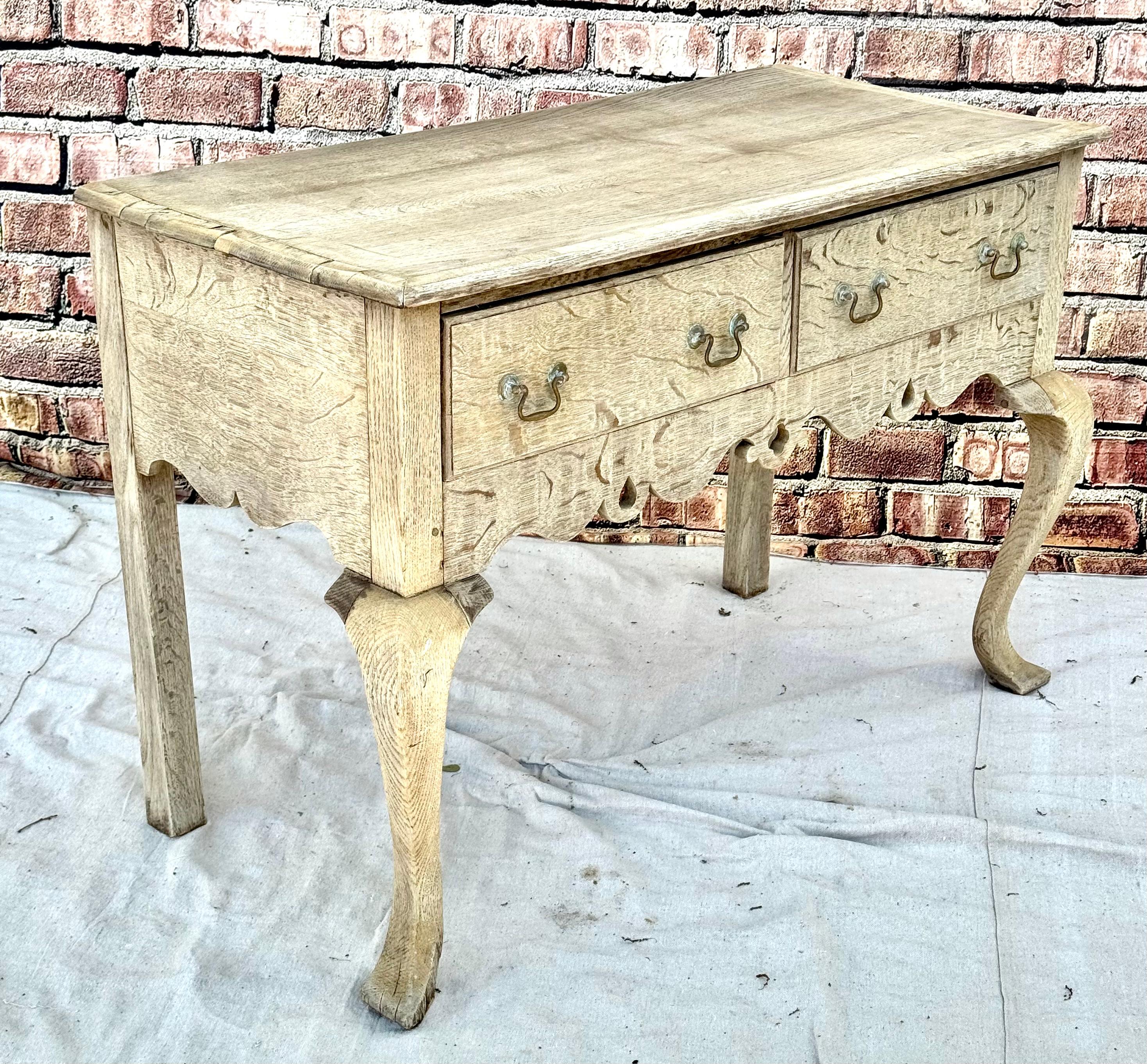 English Georgian Style Carved and Bleached Oak Lowboy 5