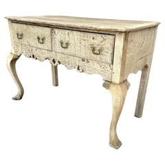 Antique English Georgian Style Carved and Bleached Oak Lowboy