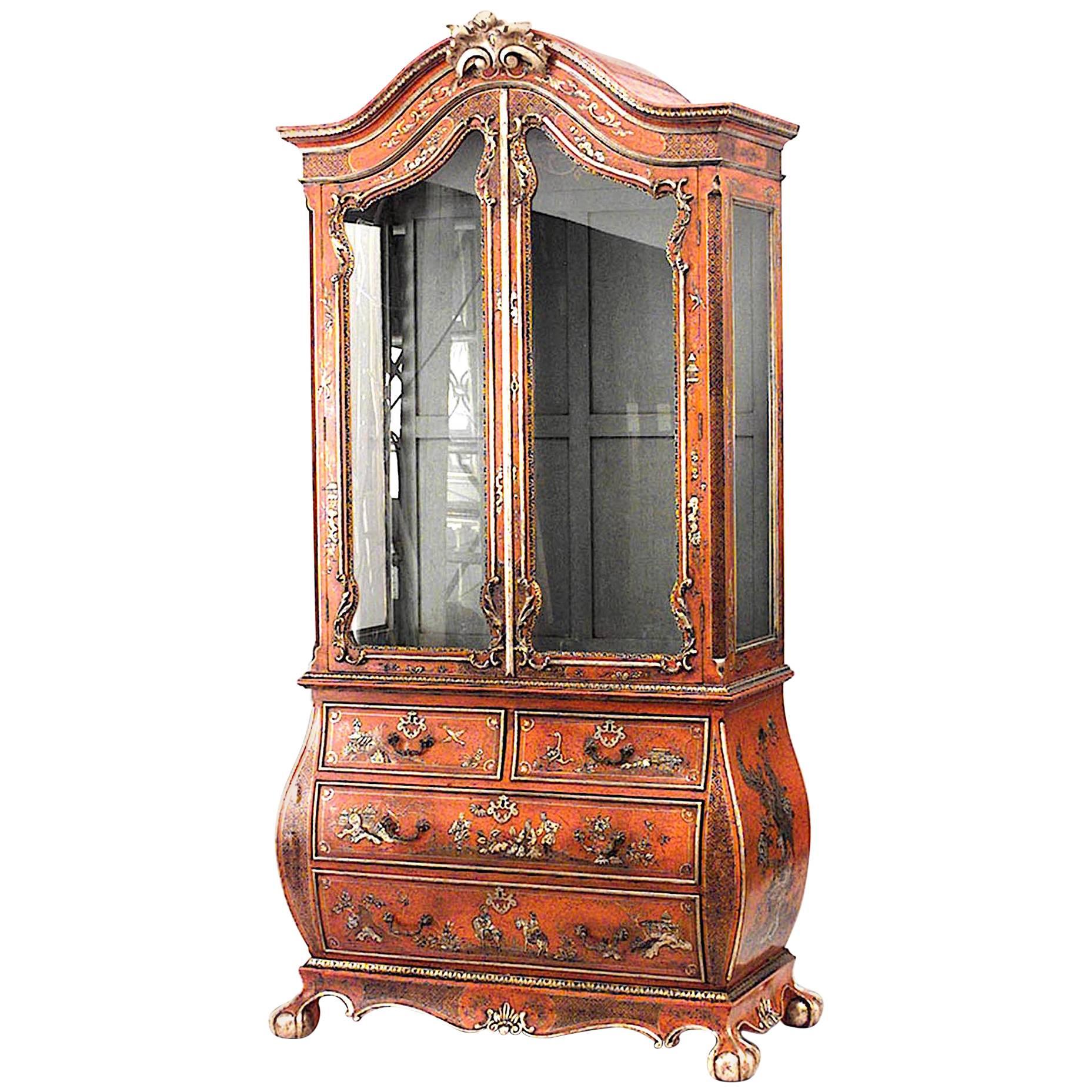 English Georgian Style Lacquered Chinoiserie Cabinet For Sale