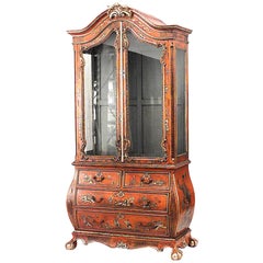 English Georgian Style Lacquered Chinoiserie Cabinet