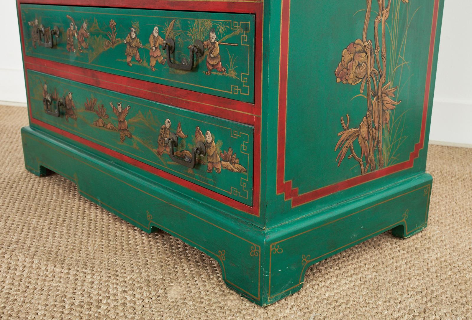 English Georgian Style Chinoiserie Lacquered Secretary Bookcase 9