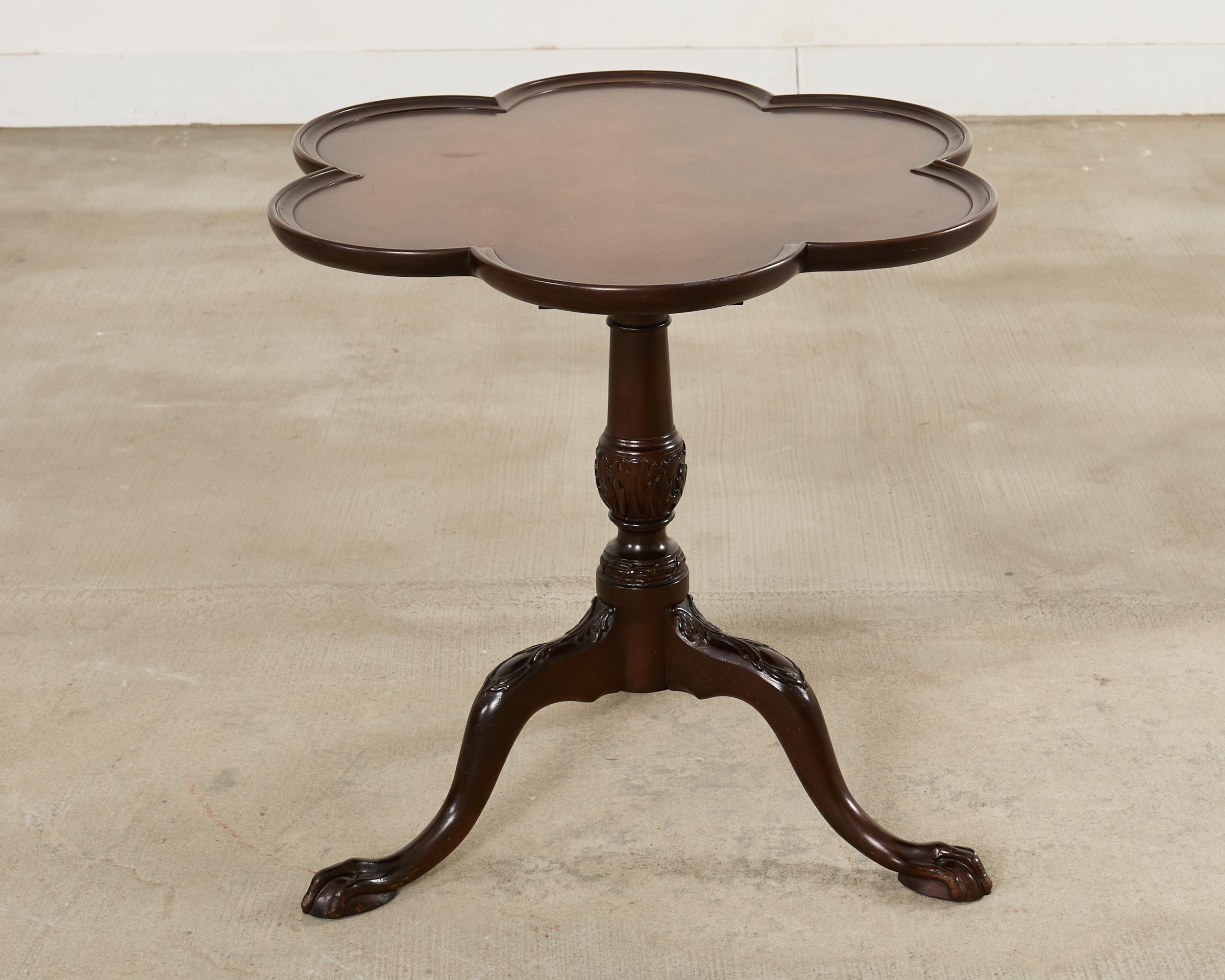 Hand-Crafted English Georgian Style Clover Leaf Flip-Top Table For Sale