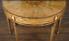 English Georgian Style Demilune Console Table with Fine Marquetry Inlay