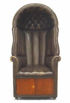 English Georgian Green Leather Arm Chair