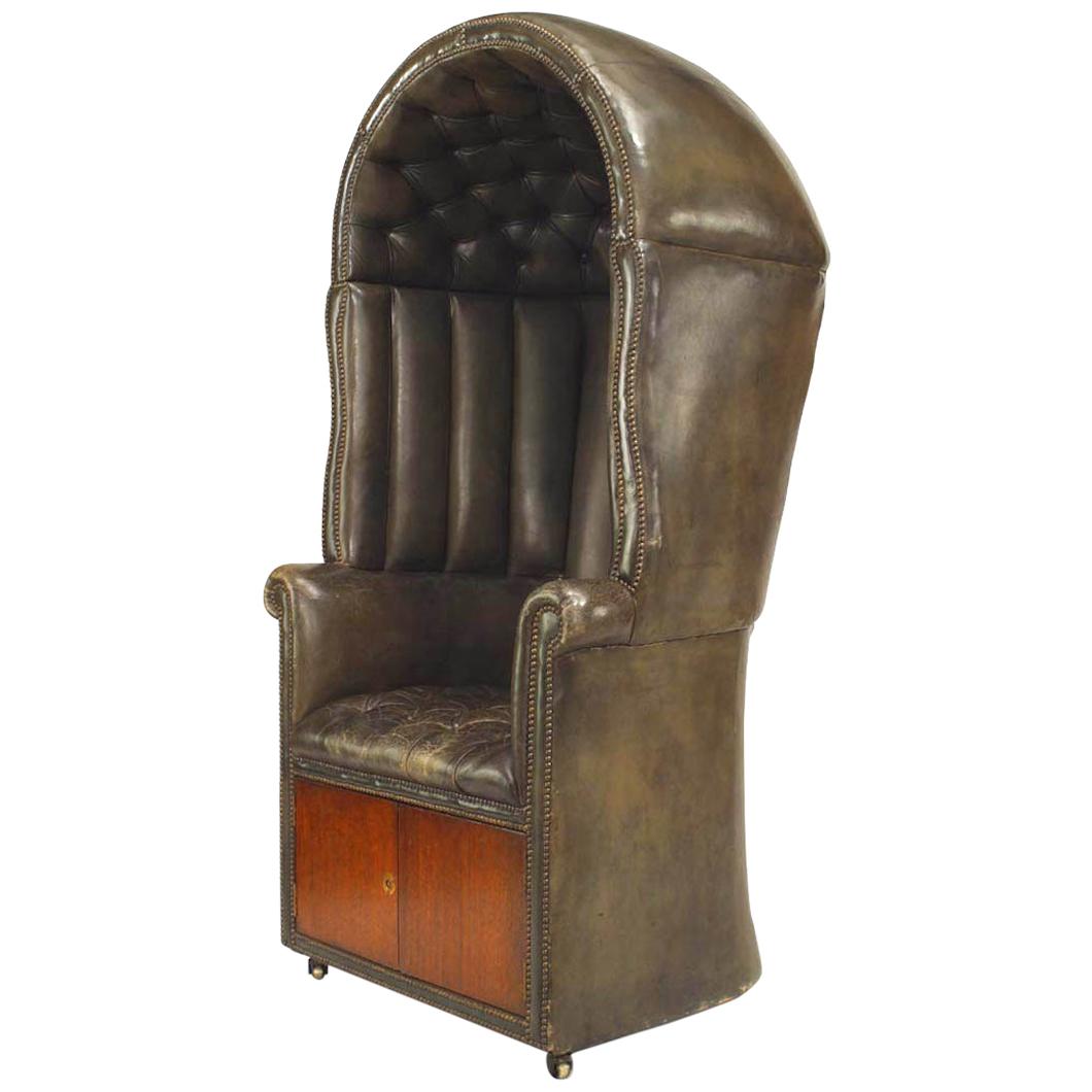 English Georgian Green Leather Arm Chair For Sale