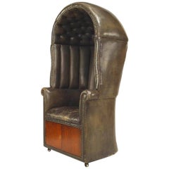 English Georgian Green Leather Arm Chair