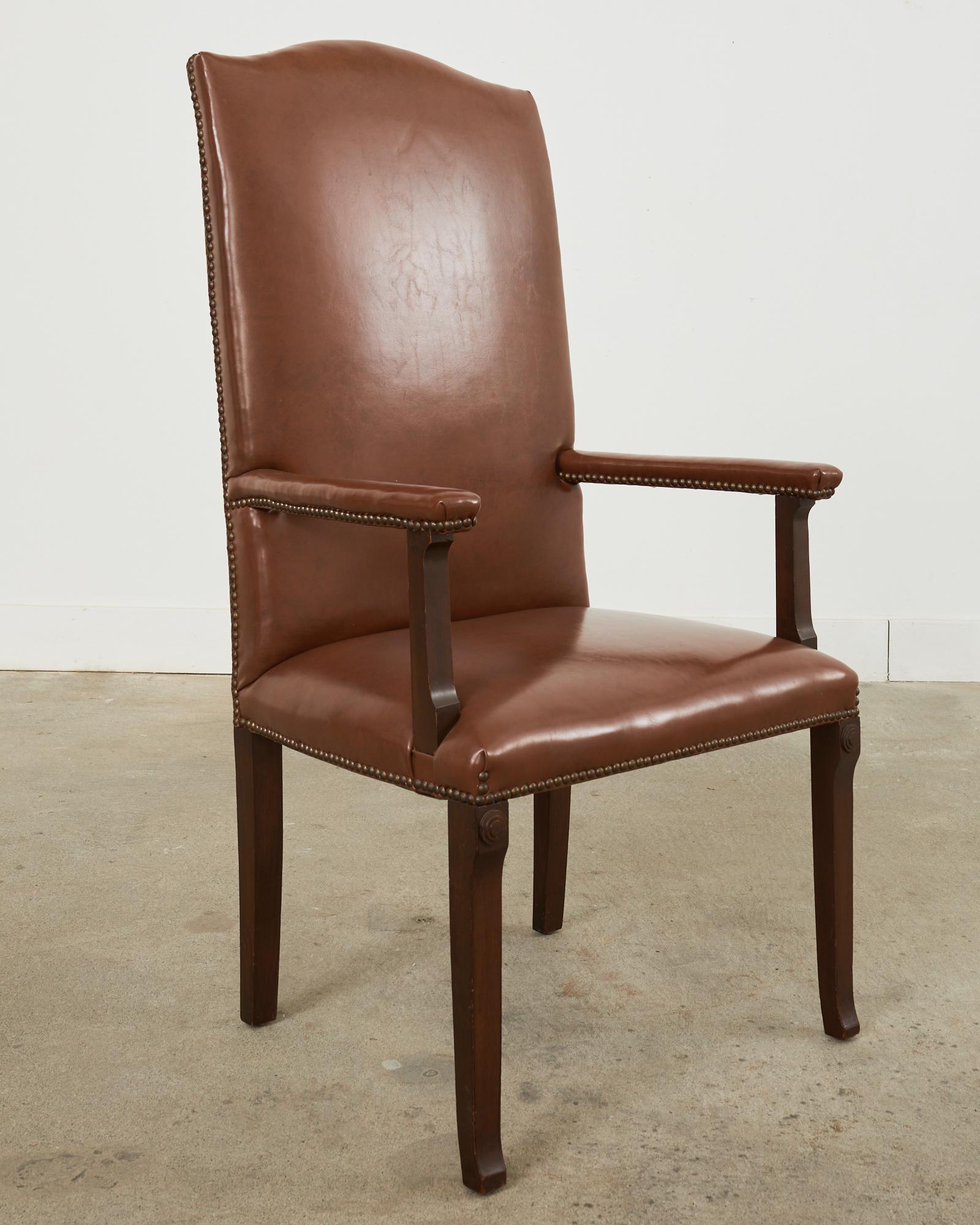 English Georgian Style Faux Leather Naugahyde Hall Chair For Sale 3