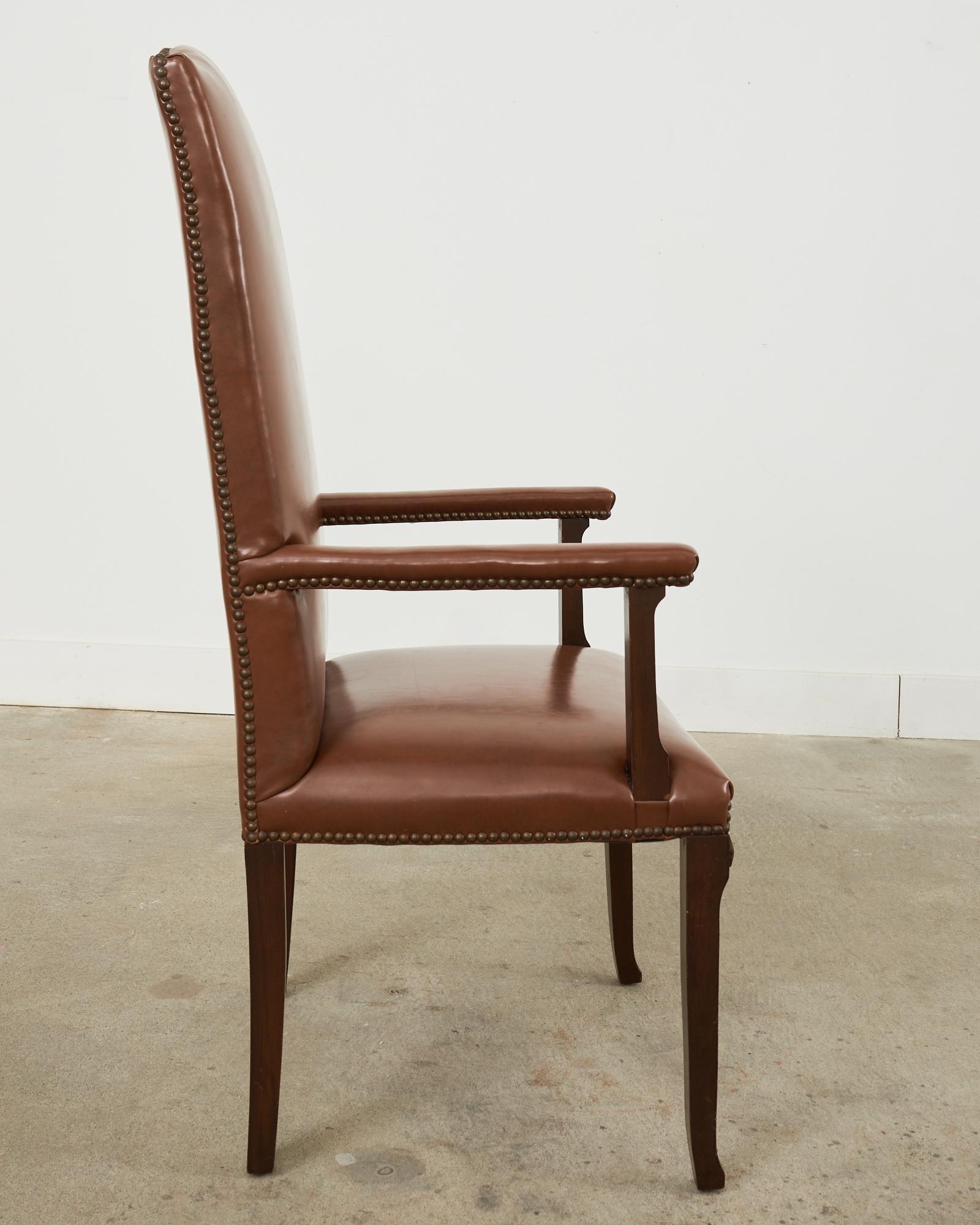 English Georgian Style Faux Leather Naugahyde Hall Chair For Sale 8