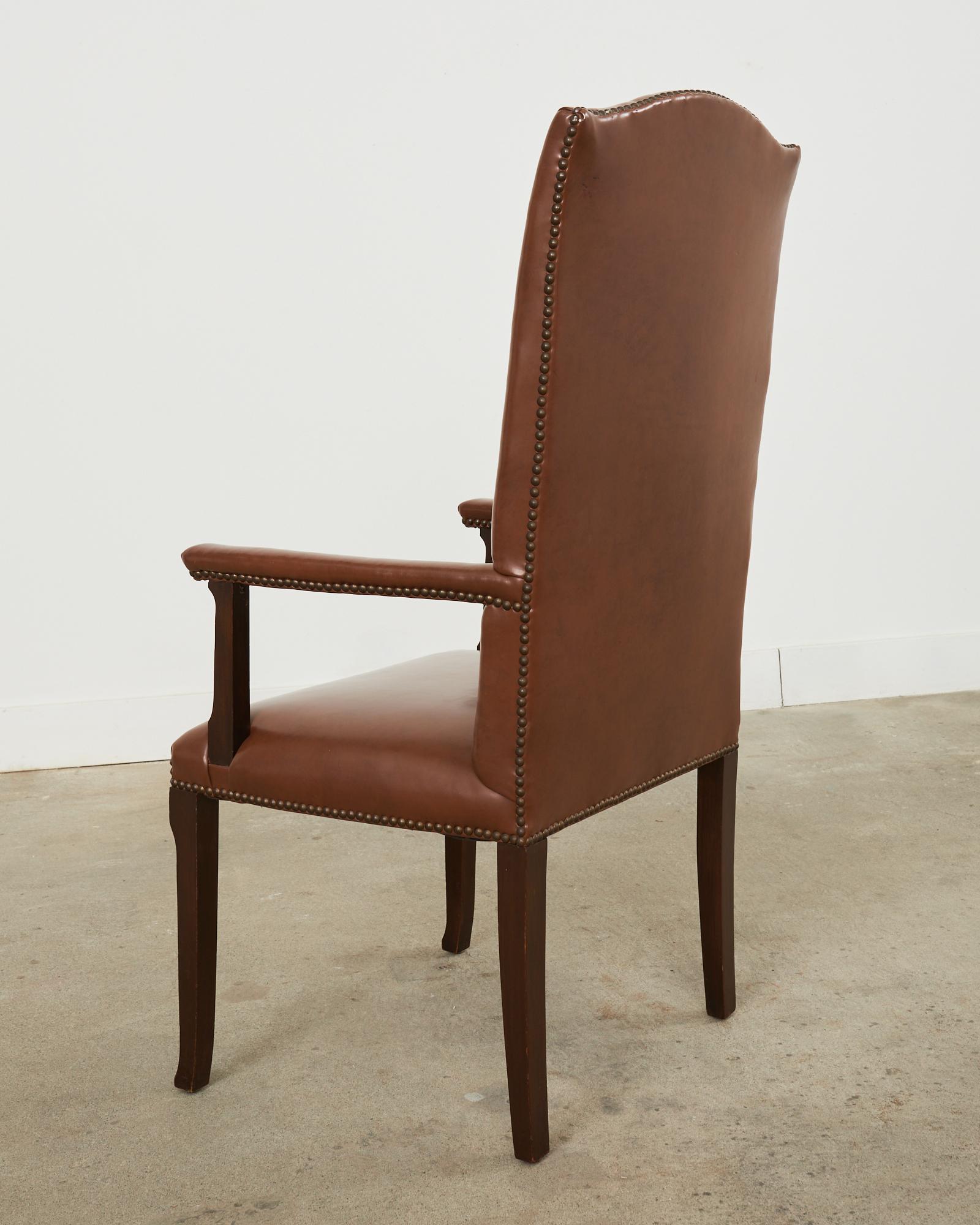 English Georgian Style Faux Leather Naugahyde Hall Chair For Sale 11
