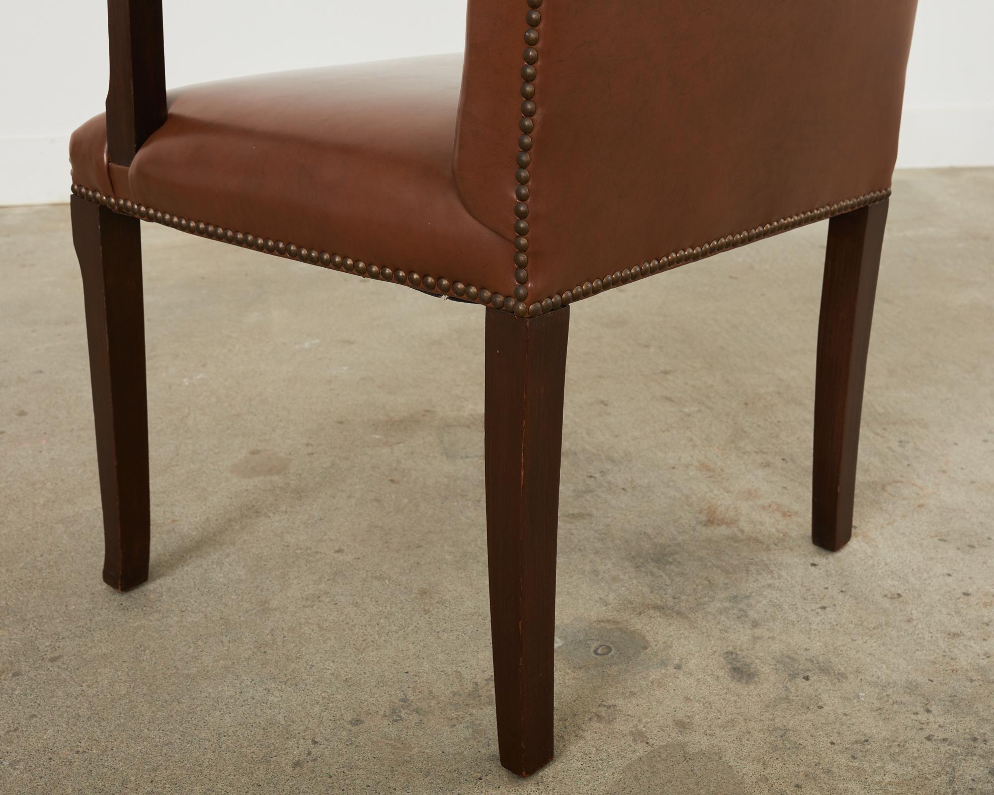 English Georgian Style Faux Leather Naugahyde Hall Chair For Sale 13