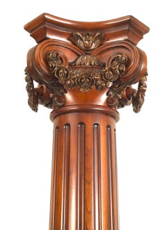 Pair of English Georgian Style Mahogany Carved Columns