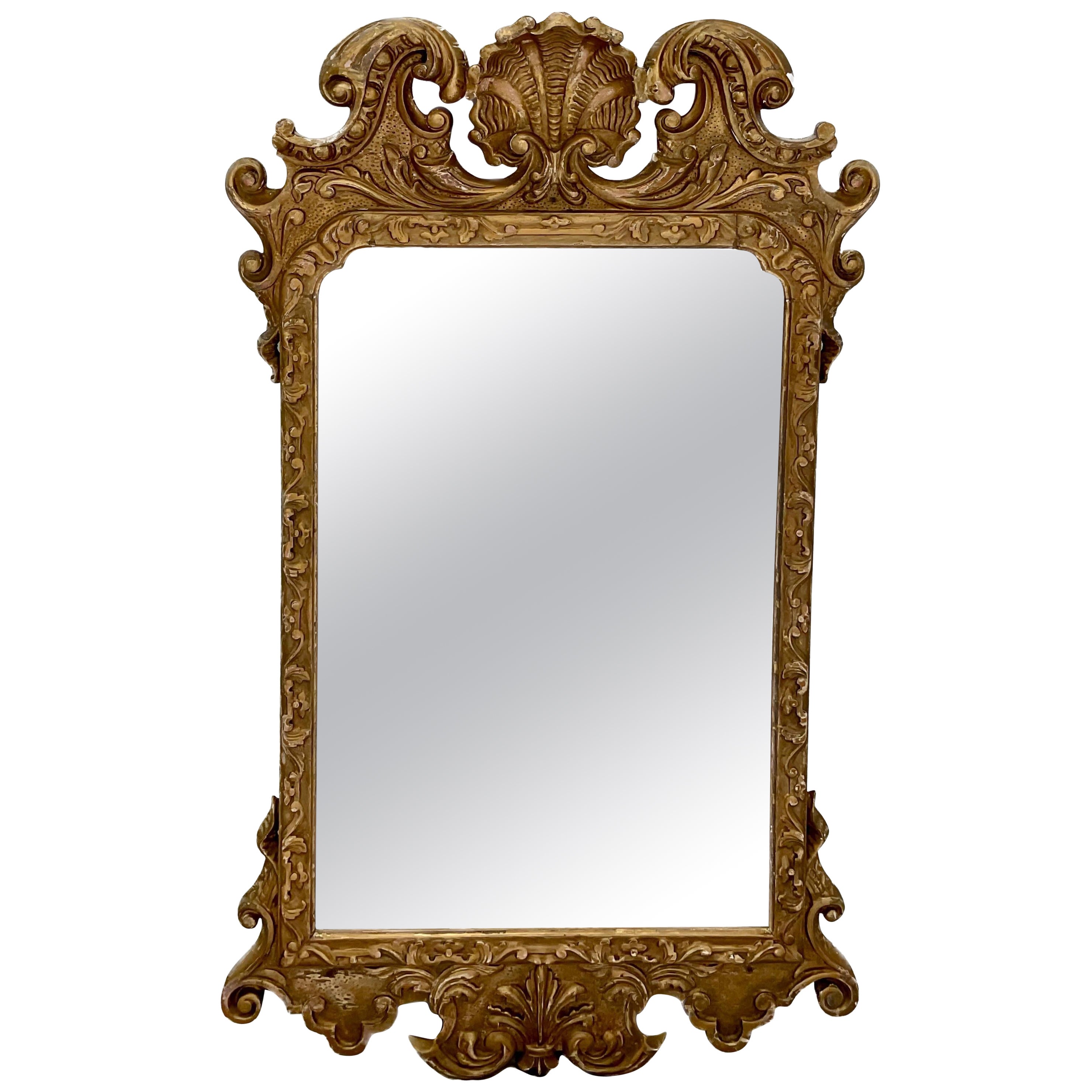 Miroir à coquilles en bois doré de style géorgien anglais
