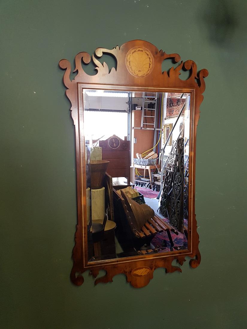English Georgian Style Inlaid Mirror, Early 21st Century or Late 20th Century 1