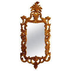 Antique English Georgian Style Late 19th Century Gold Leaf Hand Carved Mirror
