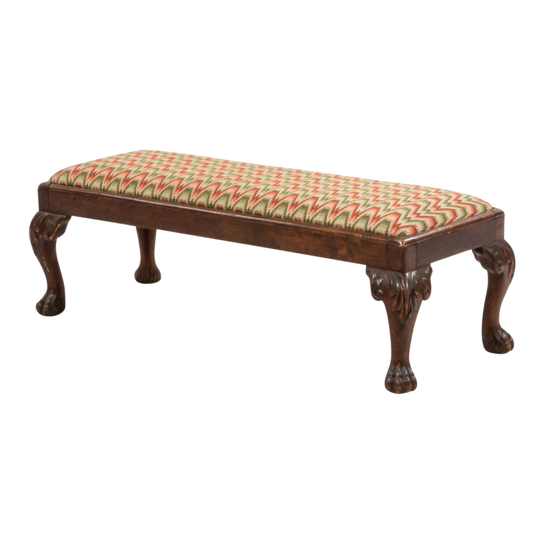 English Georgian Style Low Upholstered Bench