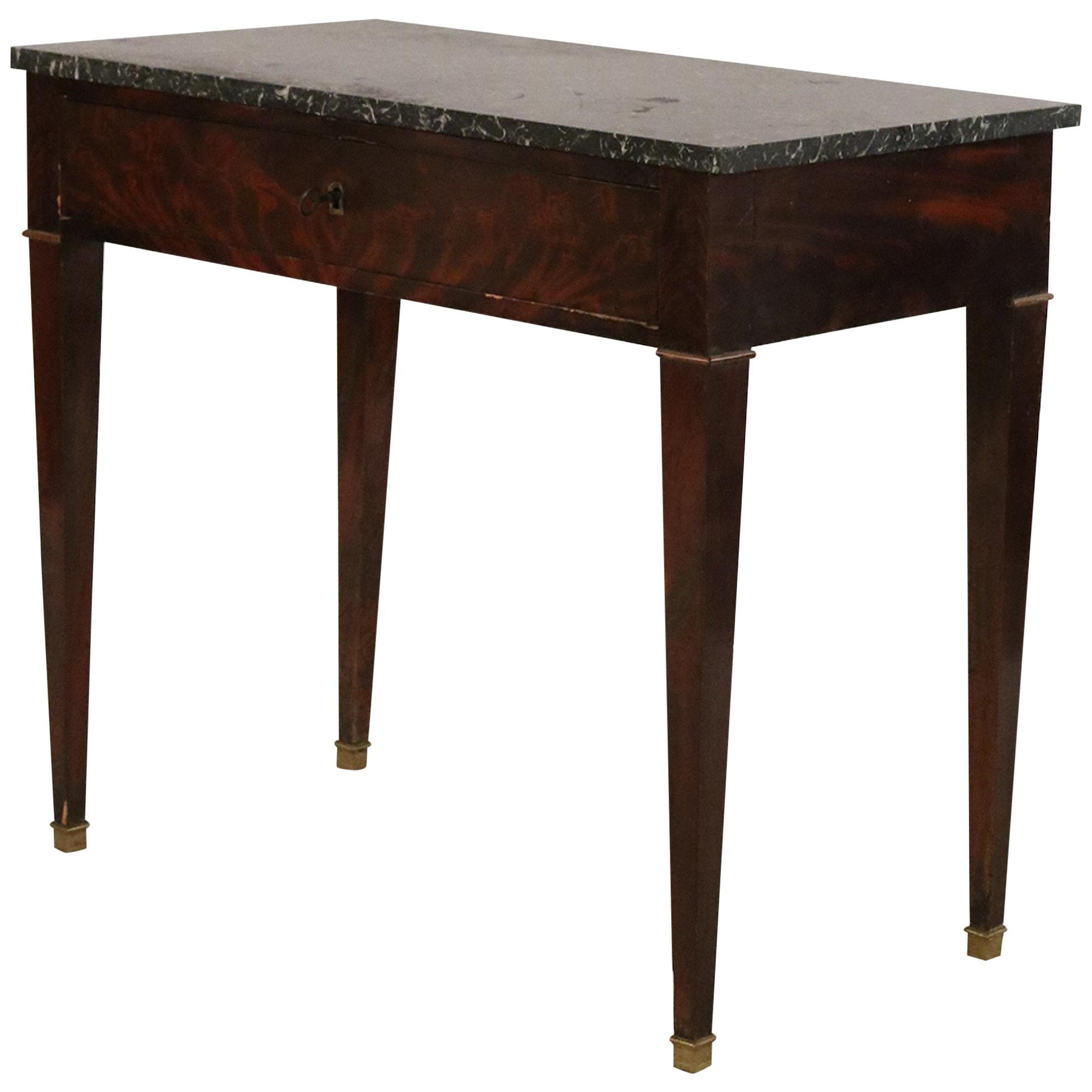 English Georgian Style Mahogany and Black Marble Console Table