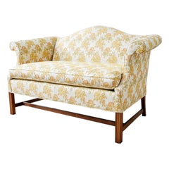 Vintage English Georgian Style Mahogany Camelback Settee Loveseat