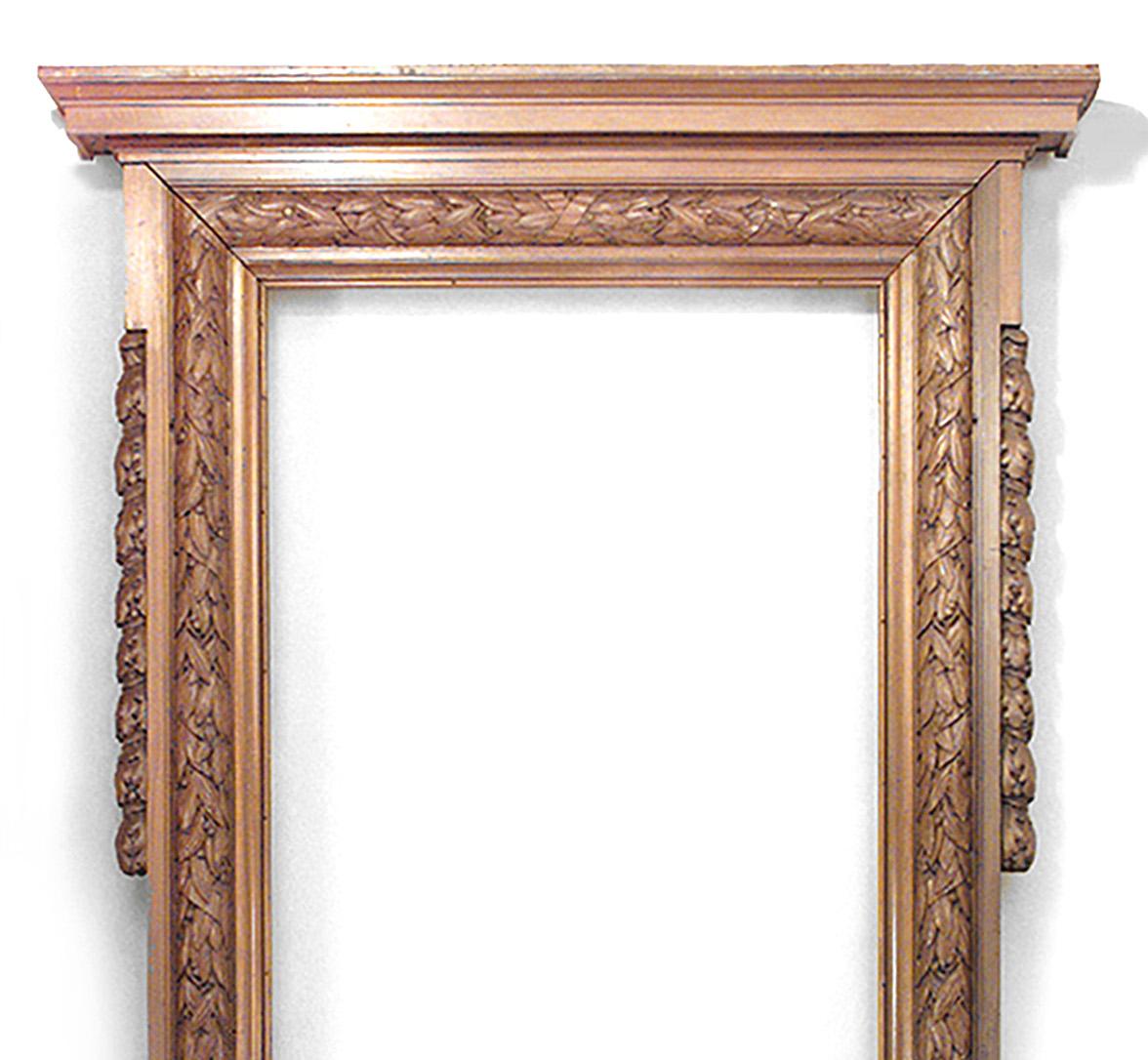 3 English Georgian style (19th Century ) mahogany carved archways with oak and laurel leaf design (Belmont Estate, Long Island)(PRICED EACH). Related items: 040434, 040434, 042543B, 042543C.
