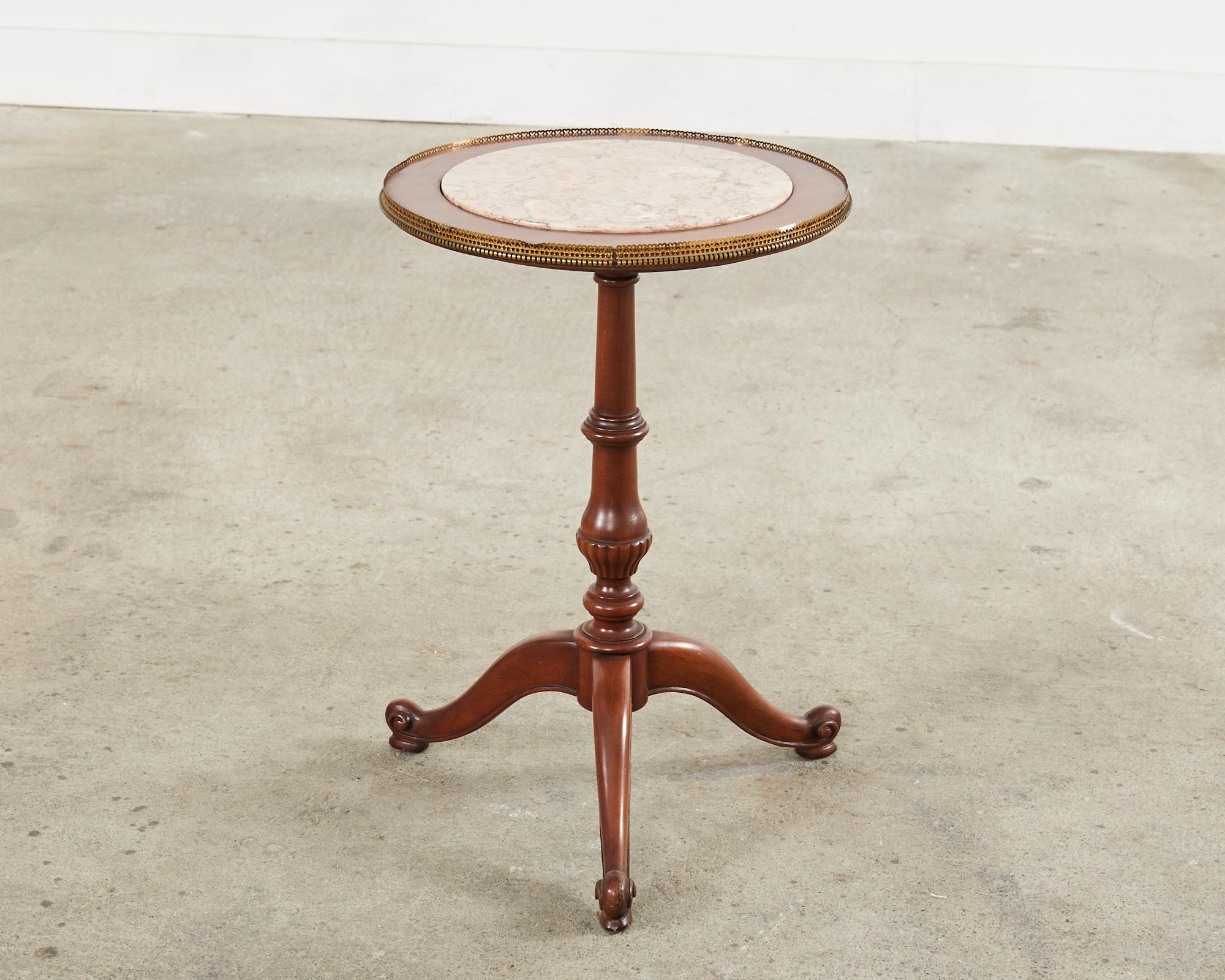 English Georgian Style Marble Top Mahogany Tripod Drinks Table For Sale 8