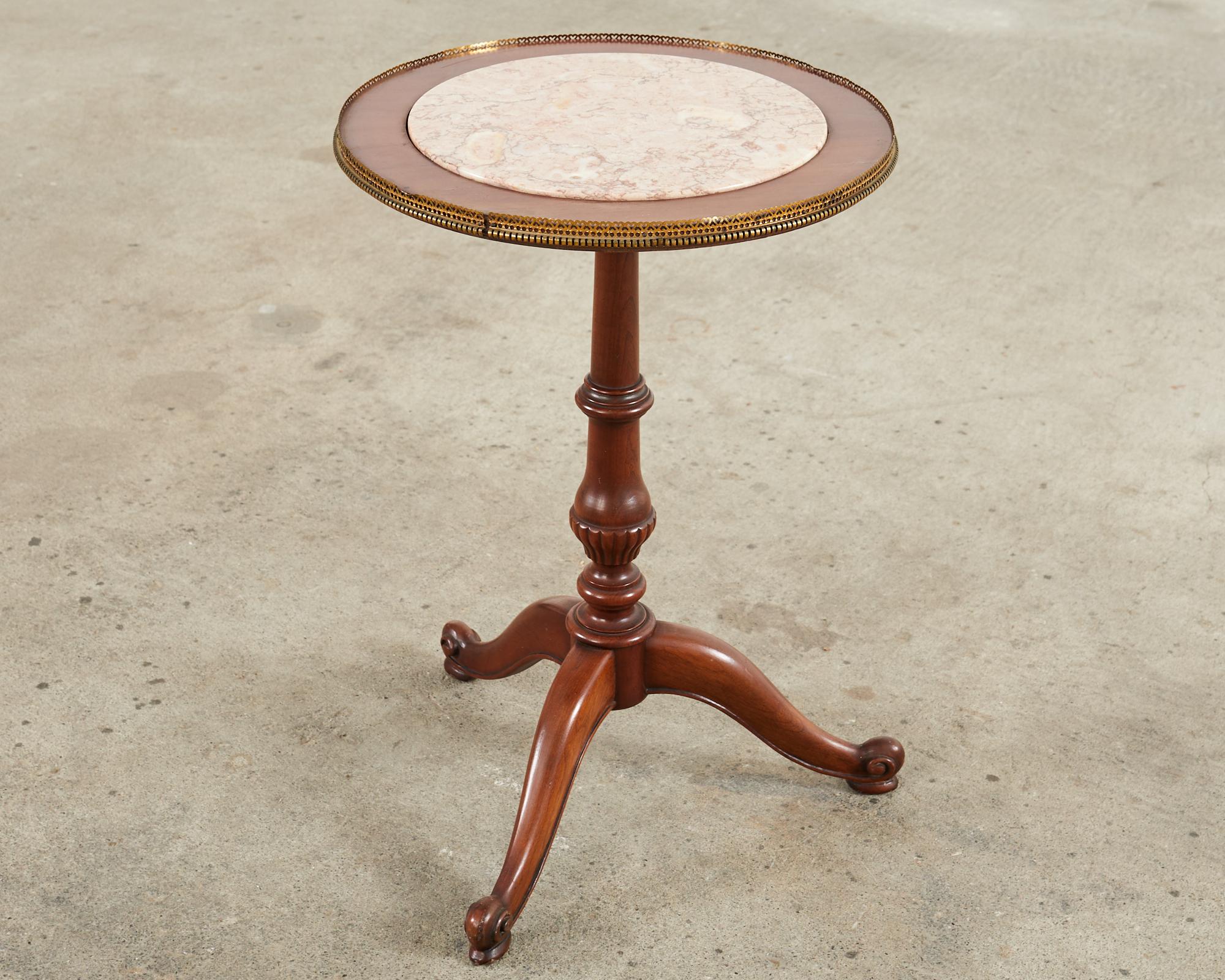 English Georgian Style Marble Top Mahogany Tripod Drinks Table For Sale 10