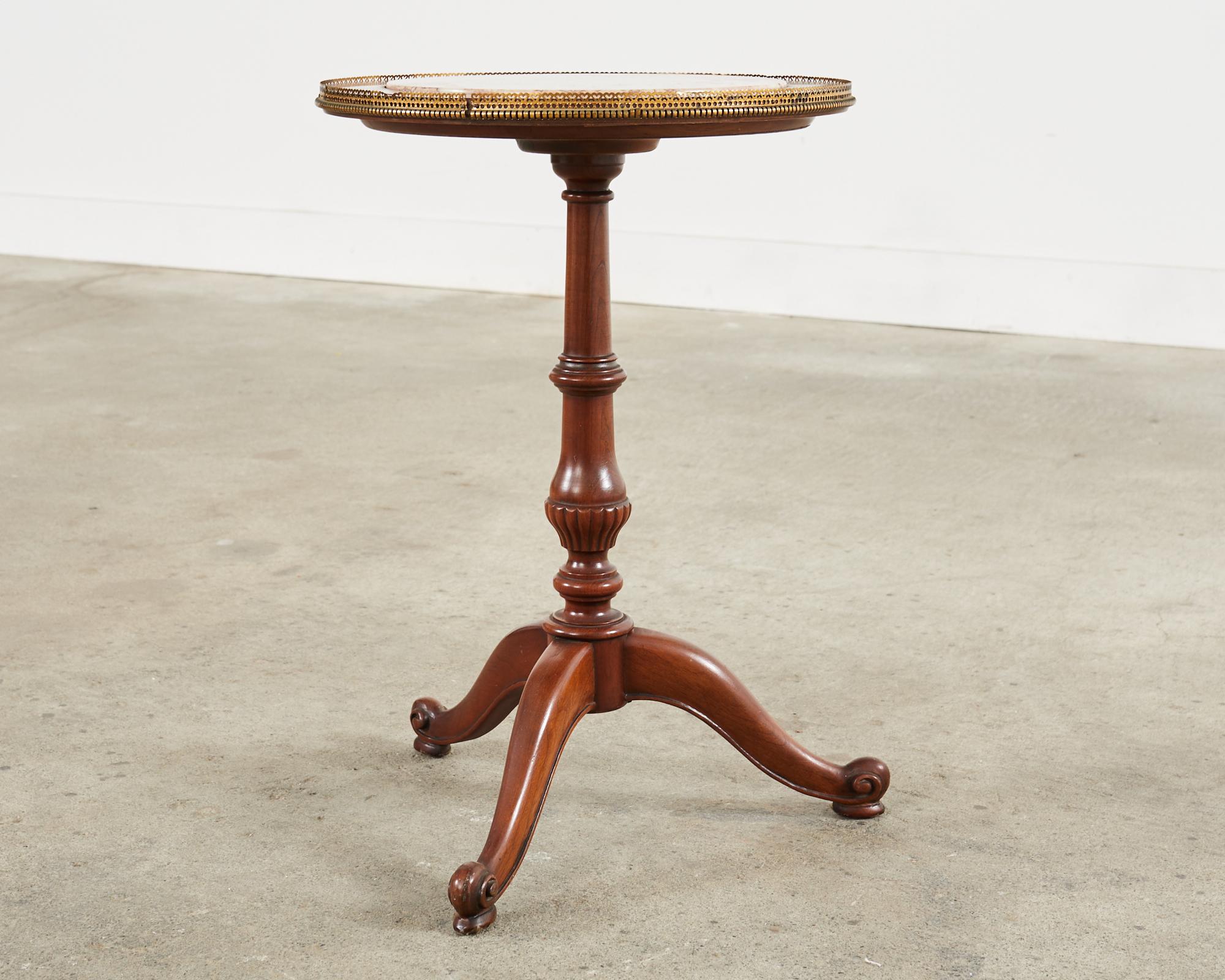 English Georgian Style Marble Top Mahogany Tripod Drinks Table For Sale 11