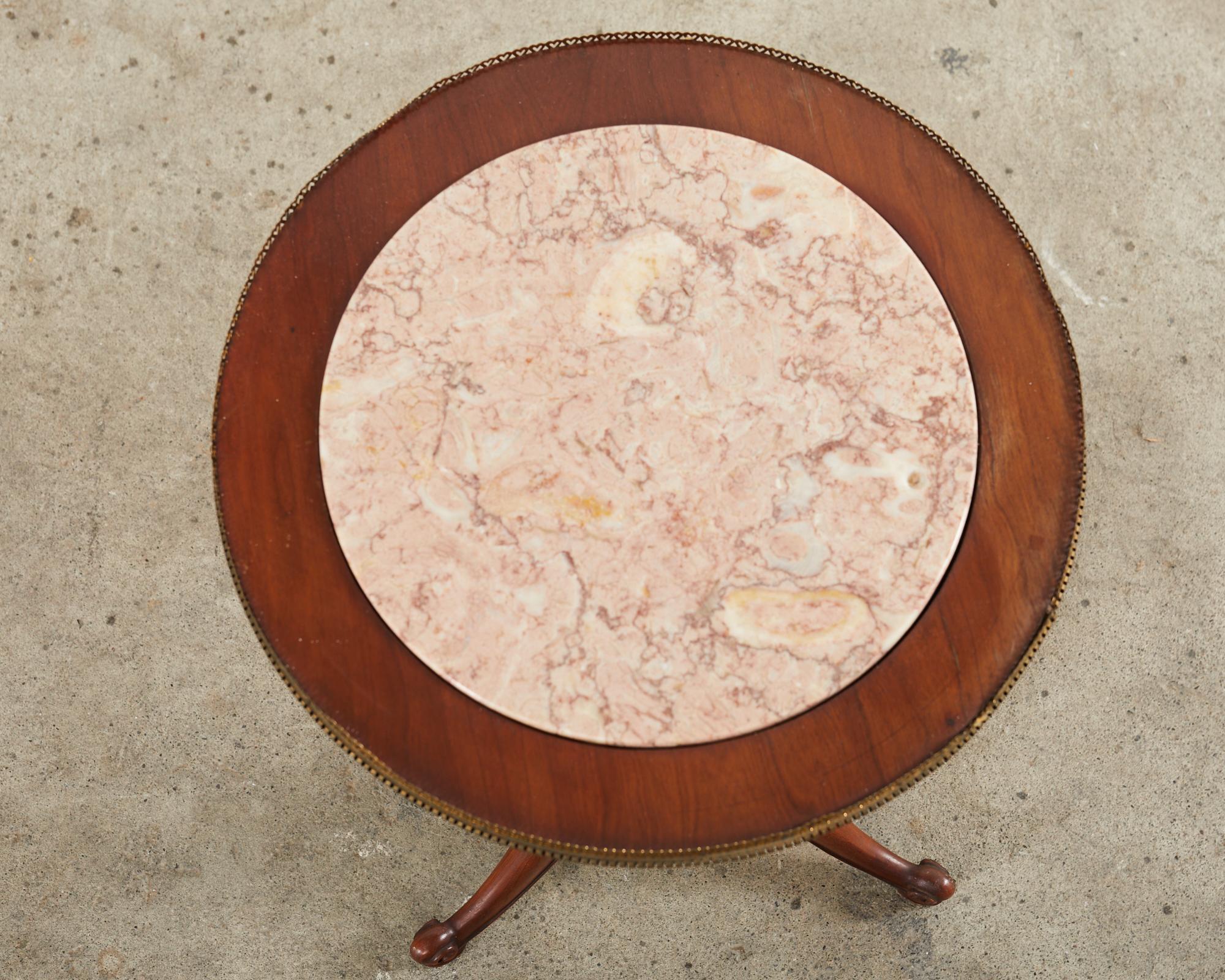 English Georgian Style Marble Top Mahogany Tripod Drinks Table In Good Condition For Sale In Rio Vista, CA